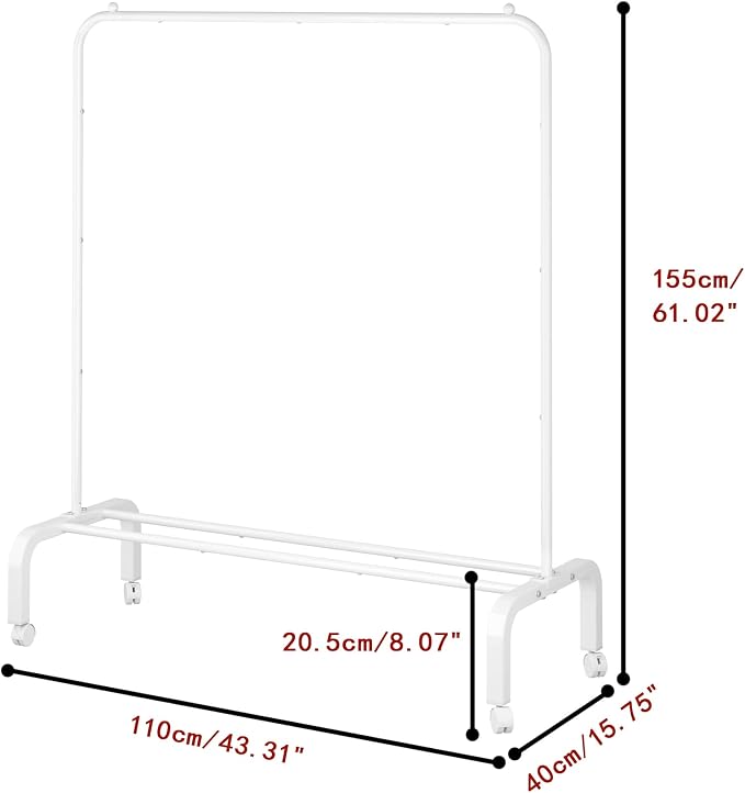 Rolling Clothes Rack Metal Clothing Rack - Image 2