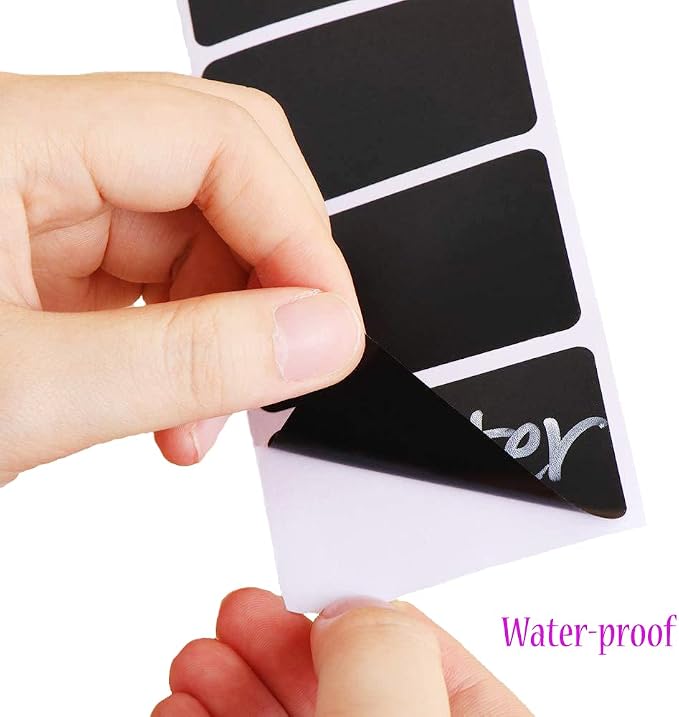 Chalkboard Sticker Label Black Rectangle Coding Roll Labels 300 Pcs Removable - Image 3