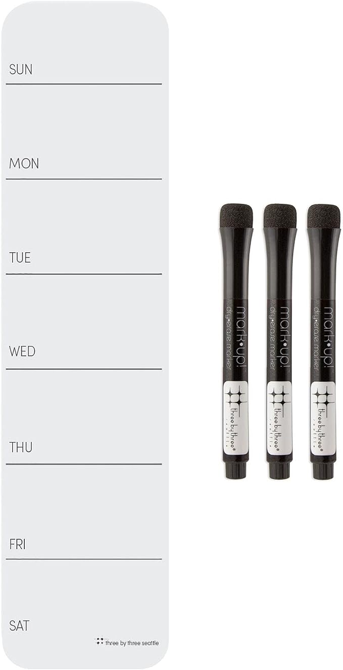 Three by Three Seattle up·date!™ Silicone Weekly Planner + 3 Dry Erase Markers: - Image 2