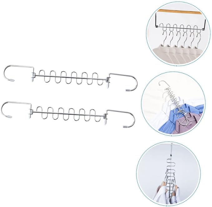 2pcs Multi-Hole Clothes Drying Rack Metal Folding Hangers - Image 6