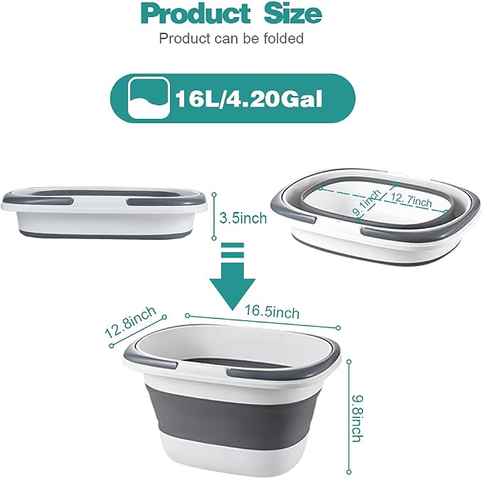 2 Pack Large Collapsible Mop Bucket 4.2 Gallon - Image 2