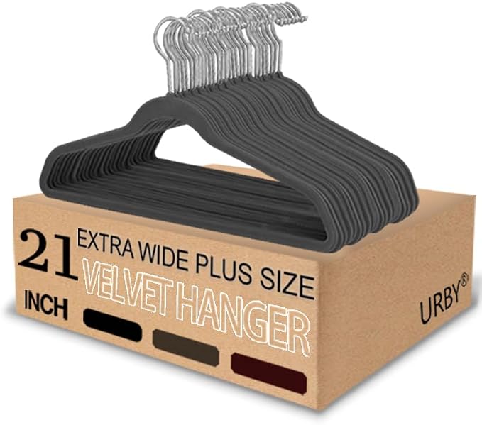 Extra Wide Hangers for Plus Size Clothes, Ganchos para Colgar Ropa, 21 Inch by Urby