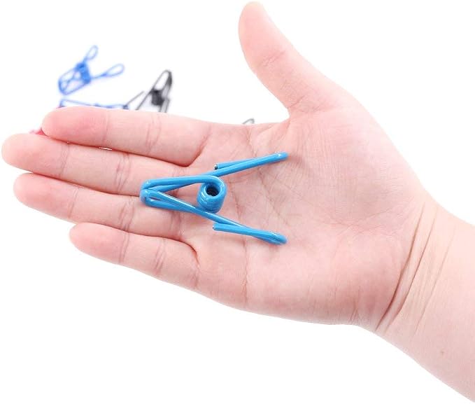 30 Pcs 2 Inch Blue Chip Clips, PVC Coating High Elasticity Strength Clothes Pins - Image 2