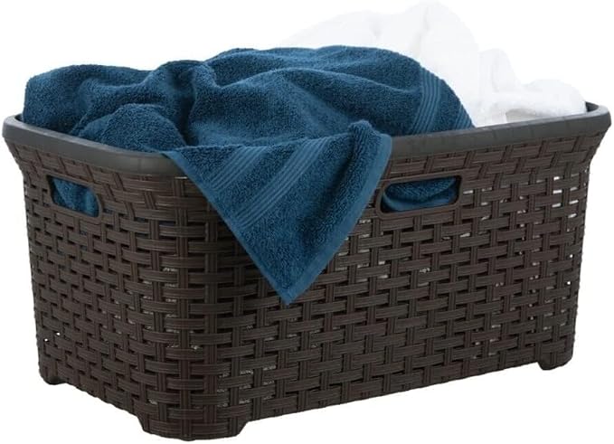 Designed Laundry Basket Plastic Storage Hamper Basket, Wicker Design 50 Liter. - Image 2