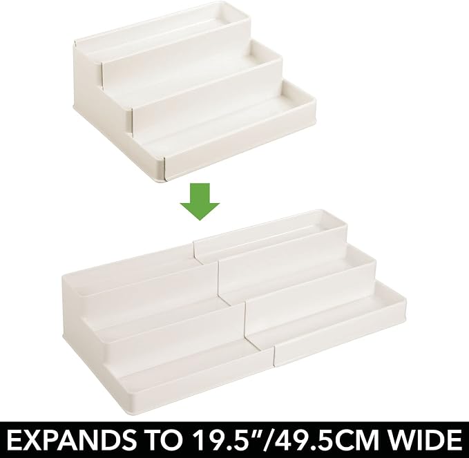 mDesign Plastic Expandable 3-Tier Shelf Rack Organizer - Image 5