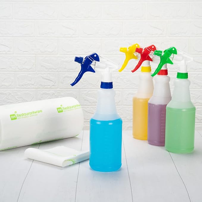 RW Clean 25 Ounce Plastic Spray Bottles, Adjustable Nozzles, - Image 4