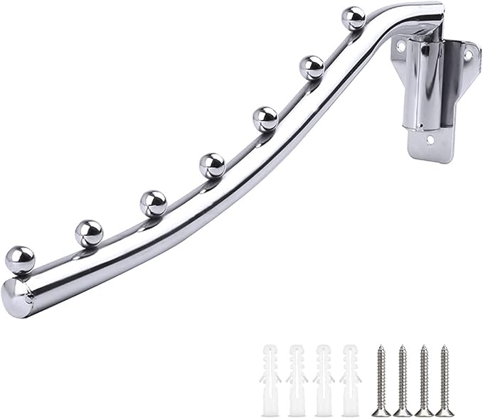 Folding Wall Mounted Clothes Hanger Rack, Stainless Steel Garment Hooks by Unknown