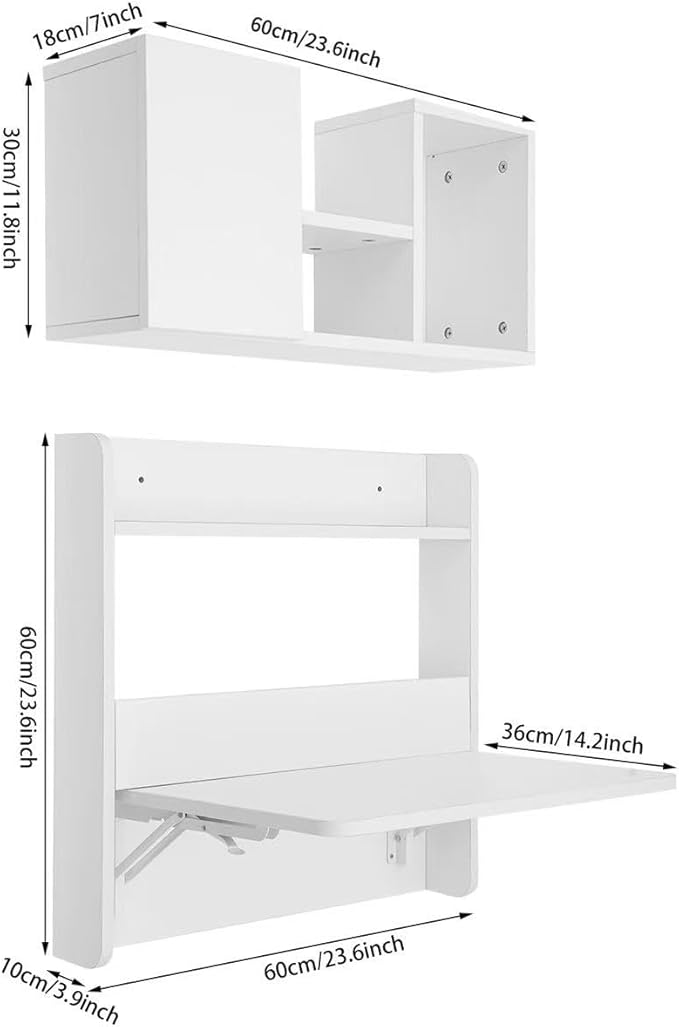 Wall Mounted Bookshelf Folding Table - Image 3