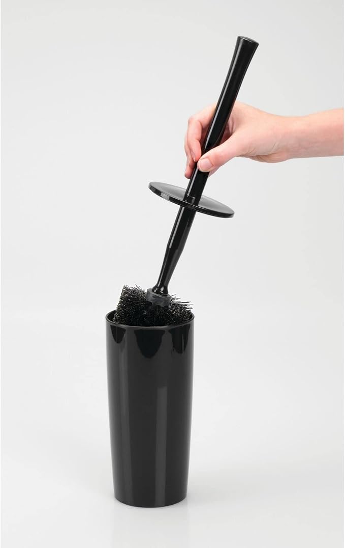 mDesign Slim Plastic Toilet Bowl Brush and Holder Set, Modern Compact Storage - Image 5