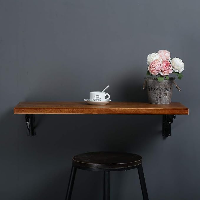 Tianman Industrial Rustic Folding Wall Mounted Workbench Drop Leaf Table - Image 3