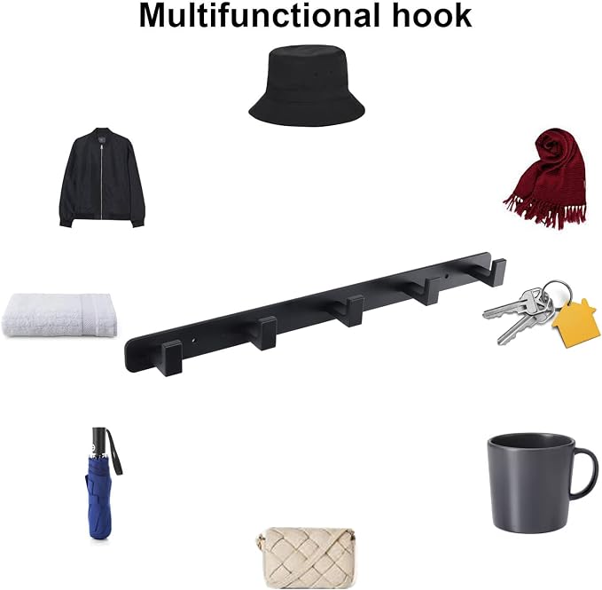 Coat Rack, Heavy Duty Stainless Steel 5 Tri Coat Hook Hanger, Wall Mounted - Image 4