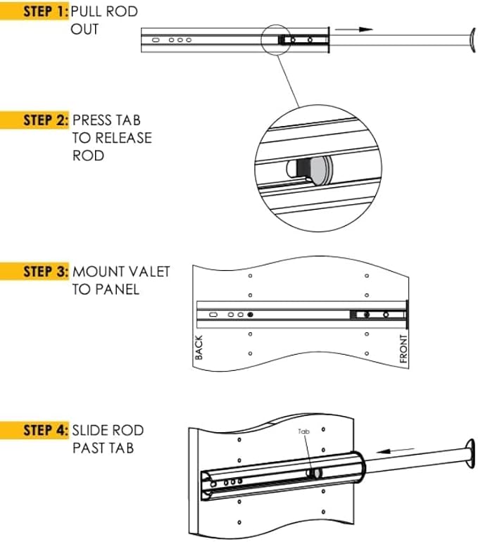 TAG Hardware Premium 14 1/8 Inch Long Expendible Pullout Closet Wardrobe Valet - Image 3
