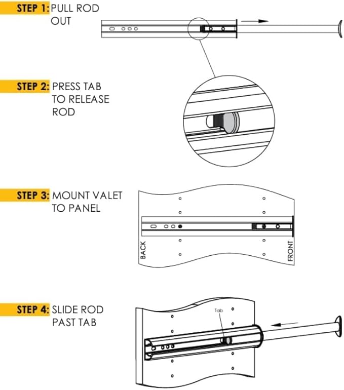 TAG Hardware Premium 14 1/8 Inch Long Expendible Pullout Closet Wardrobe Valet - Image 4