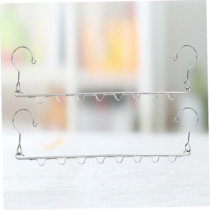 2Pcs Stainless Steel Clothes Hangers Multi Port Storage Rack - Image 5