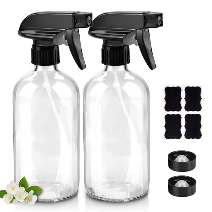 Glass Spray Bottles, 16oz Clear Glass Spray Bottles by Worldgsb