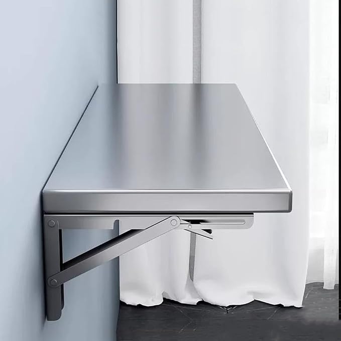 Wall Mounted Folding Table Stainless Steel Wall Shelf Floating Desk, Fold Down - Image 4