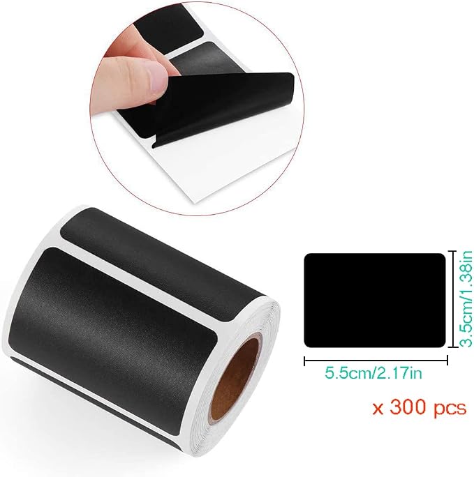 Chalkboard Sticker Label Black Rectangle Coding Roll Labels 300 Pcs Removable - Image 2