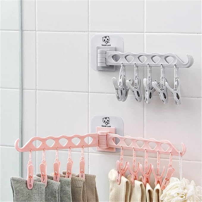 Bathroom Balcony Clothes Clip Multi-Functional rotatable Folding Wall - Image 5