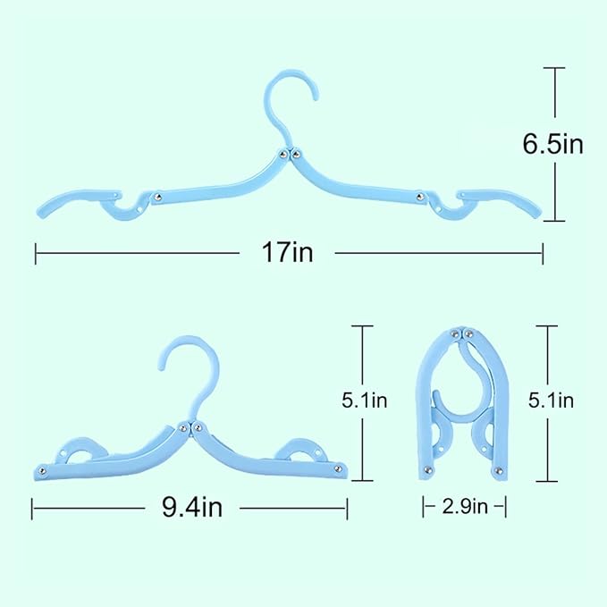 EAVOQLB 10 PCS Portable Folding Clothes Hangers Retractable Plastic Non Slip - Image 3