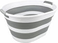 SAMMART Collapsible Plastic Oval Laundry Basket 23L -Foldable Storage by SAMMART