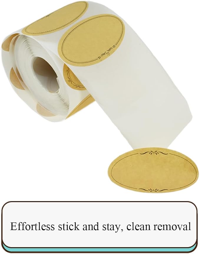 HAHIYO 1.4 * 2.5In 500P Oval Brown Kraft Stickers - Image 5