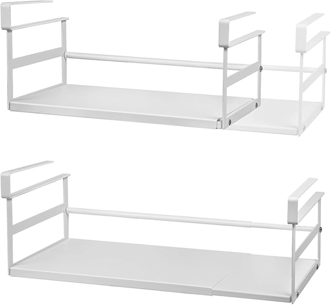 2Pack Under Shelf Storage Basket Organizer Expandable Width Add-On Space Saver by Selosiz
