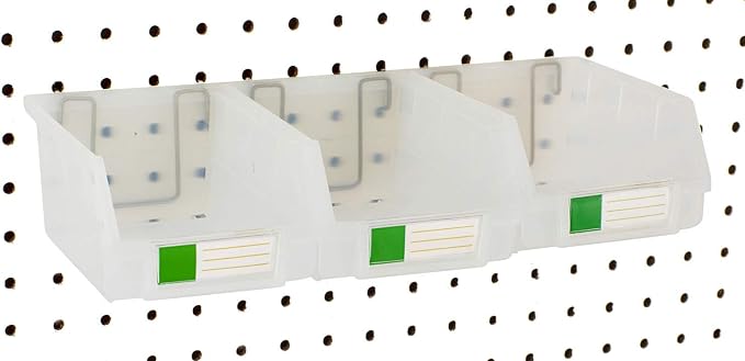Pegboard Bins – 3 Pack Clear Large by RightArrange