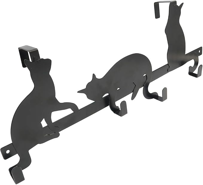 Evelots Over The Door 4 Hook Towel/Coat Rack Hanger Organizer, Kitty Cat - Image 5