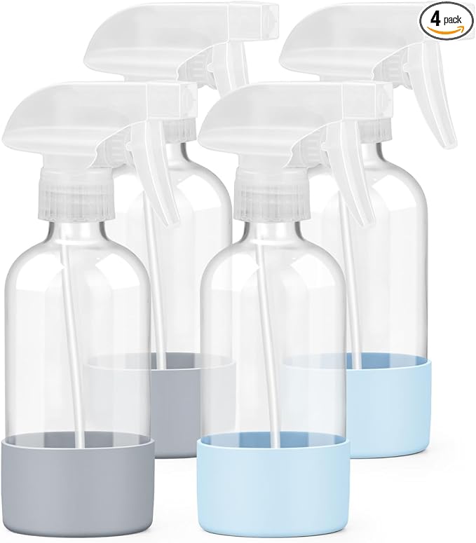 4 Pack Glass Spray Bottles 8 oz, Empty Refillable Containers by Worldgsb