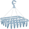 32 Clips Folding Laundry Hanger, Laundry Drying Rack Folding Sock Hanger by Heshebuy