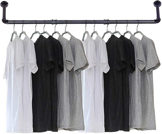 Industrial Pipe Clothing Rack, Wall Ceiling Mounted Clothes Garment Rack 40'' - Image 5