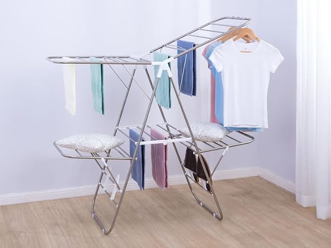 EZHOME Large Foldaway Laundry Rack, Heavy Duty, Collapsible, Space-Saving - Image 9