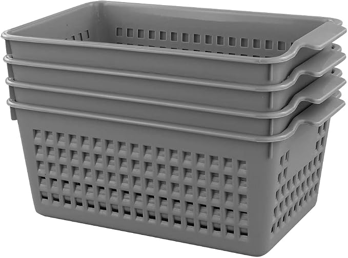 Plastic Storage Baskets Set, 4 Packs Small Desktop Storage Basket Bin - Image 7