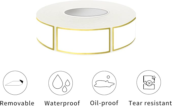 300 Golden Border Removable Freezer Labels Water Oil Resistant - Image 2