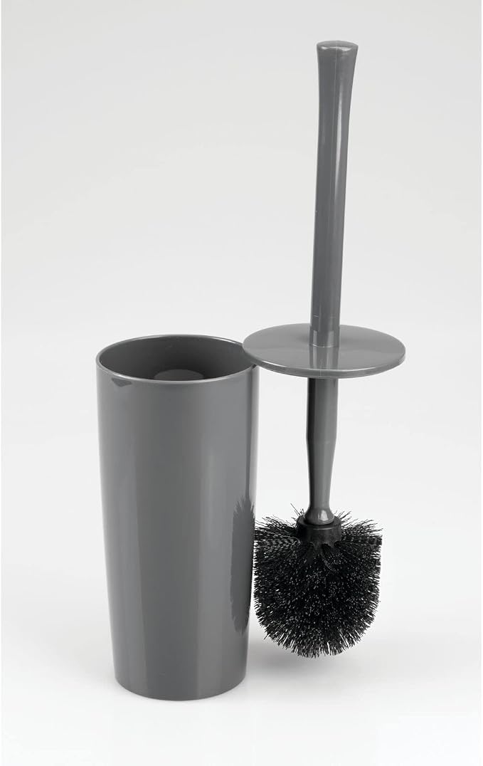 mDesign Slim Plastic Toilet Bowl Brush and Holder Set, Modern Compact Storage - Image 7