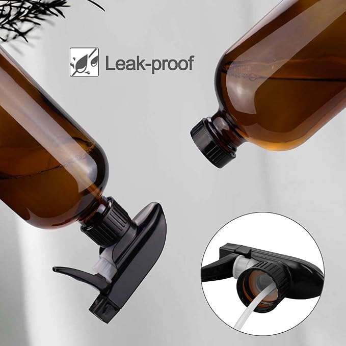 Glass Spray Bottles, 16oz Refillable Containers, Empty Boston Round Bottles - Image 6