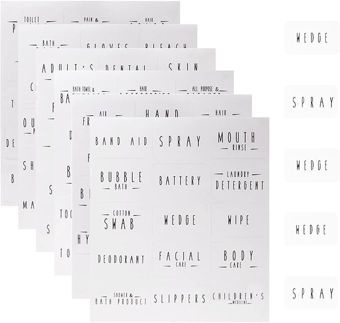 ONLYKXY Clear Big Preprinted Minimalist Bathroom Organize Label Beauty Makeup by Unknown