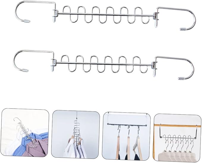 2sets Multi Hole Clothes Drying Rack Space Saving Hangers - Image 5