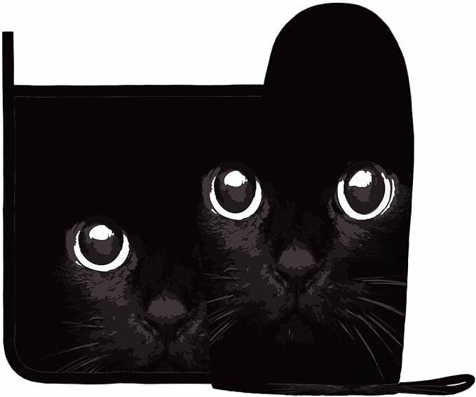 Mxocom Black Cat Oven Mitt and Pot Holder - Image 2
