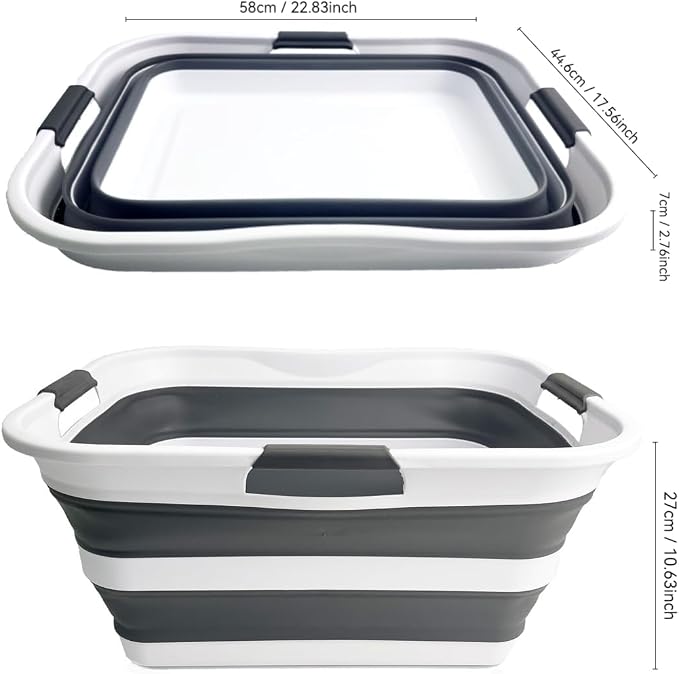 SAMMART Set of 2 Collapsible Plastic Laundry Basket/Organizer-Washing - Image 5