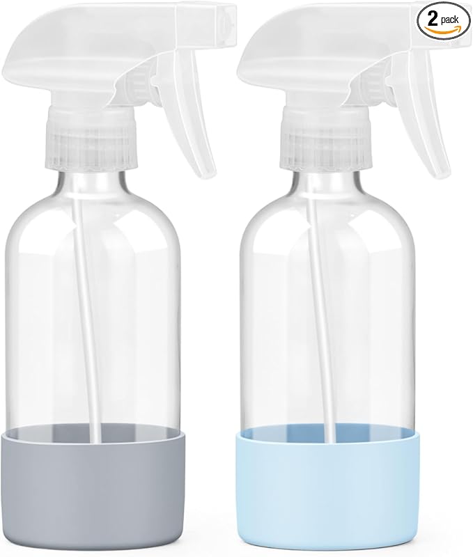2 Pack Glass Spray Bottles 8 oz, Empty Refillable Containers by Worldgsb