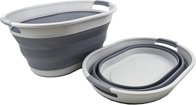SAMMART 28L Oval Collapsible Plastic Laundry Basket - Image 2