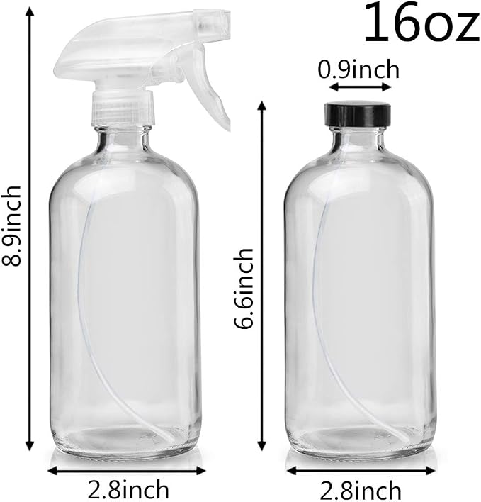 Cosywell Glass Spray Bottles Empty 16oz Boston Round Bottle Refillable Container - Image 2