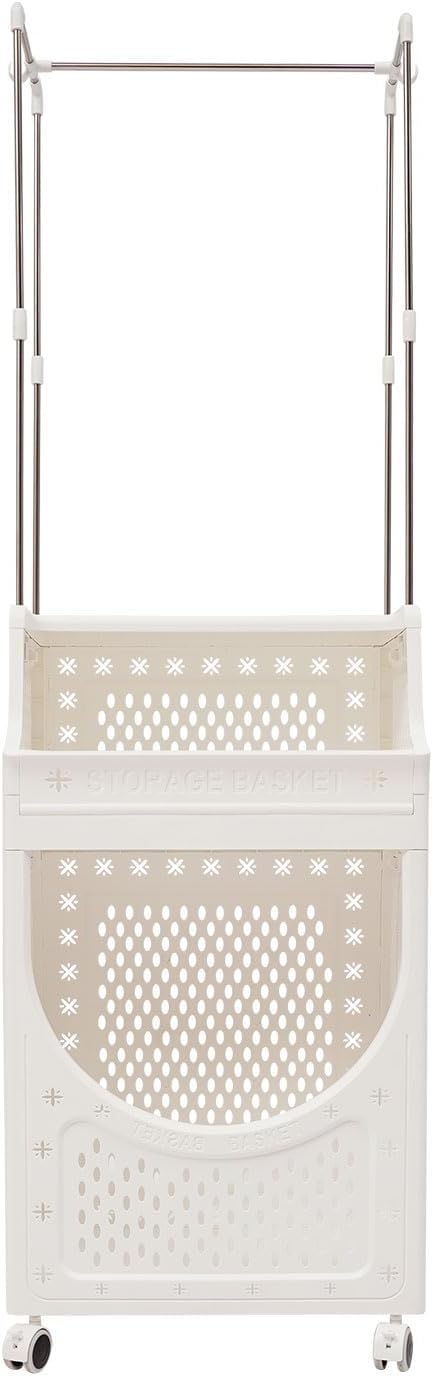 Laundry Basket with Wheels, Laundry Hamper Cart with Hanging Clothes Rack - Image 6
