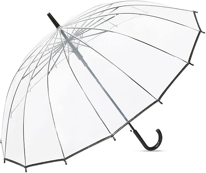Clear Golf Umbrella Transparent Auto Open Stick Umbrella by Unknown