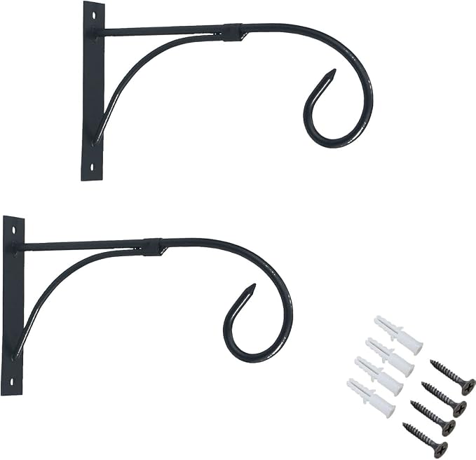 Tinsow 2 Pcs Plant Bracket Iron Wall Hooks Straight Downcurled Hanging by Tinsow