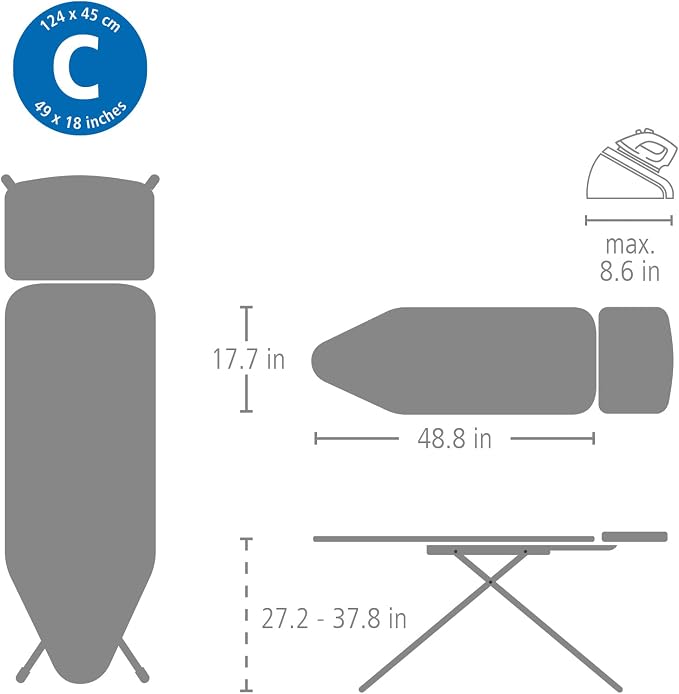 Brabantia Ironing Board C, XL Steam Unit Holder, Adjustable Height, Non-Slip - Image 7