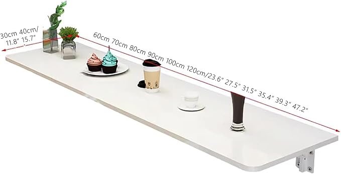 Wall Mounted Folding bar Table, Wooden Wall Dining Table, Narrow Long Floating - Image 7