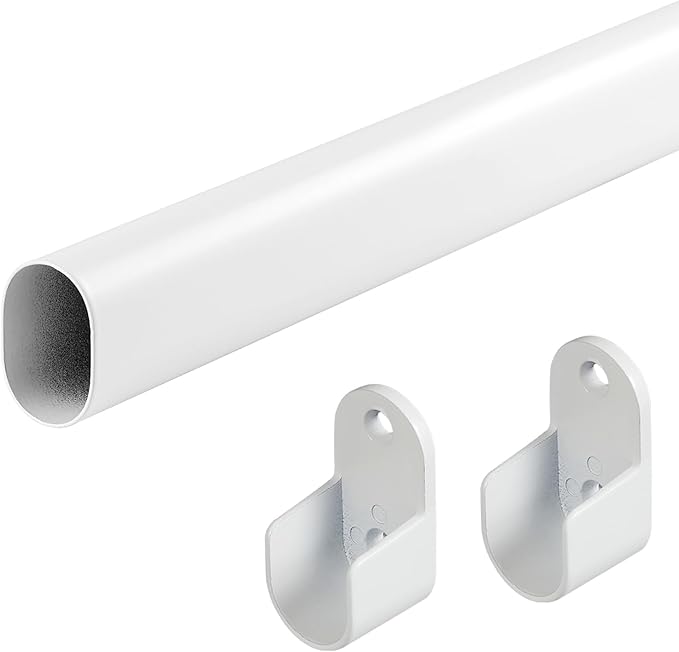 Oval Closet Rod for Hanging Clothes 18 to 52 Inch Adjustable by VIOREMOS