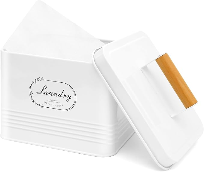 Dryer Sheet Container with Lid for Laundry Room Organization and Storage by Holismo